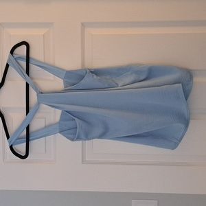 Powder blue cross neck tank